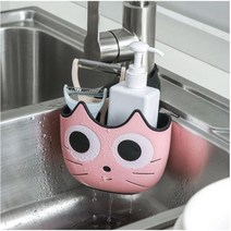 PTB274936수세미거치대 수세미통 수세미걸이 수세미정리 싱크대수납 수세미홀더 싱크대수세미걸이 수세미받침대 왕눈, 핑크, 핑크