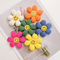 비비드 스마일 플라워 장식 부자재 리폼재료, 핑크