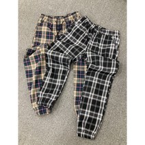 타탄 플래드 체크 밴딩 조거 팬츠 루즈핏 와이드 바지 2컬러