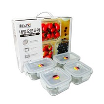 오븐글라스 4종세트(정사각 320mlx2p/370mlx2p) 반찬그릇 오븐용기