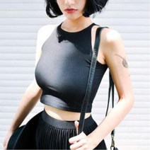 여자 슬림 무지 크롭 나시 티셔츠 속티 캐쥬얼 심플 출근룩 패션 코디 노멀 나시티