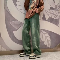 청통바지 아메카지스타일 복 코냑 데님 바지남자 봄가을 계절 구제워싱 VIBE 무드 고가 트렌드 일자통바지 4994400765