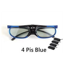 VR기기 핸드폰vr DLP 링크 3D 안경 액티브 셔터 충전식 프로젝터 용 원형, 한개옵션1, 04 4pis Blue With box