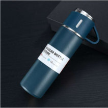 500ml 총알 더블 레이어 스테인레스 스틸 진공 보온병 커피 텀블러 여행 머그 출장 물병 차 주입기 병, 02 Blue