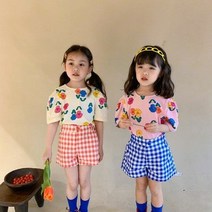 아짱 키즈여아 꽃잎체크바지세트(여름신상)
