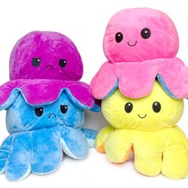 반전 양면 대왕문어인형 1개 문어인형40cm Reversible doll 두가지 표정의 귀여운 인형, 5-핫핑크/블루