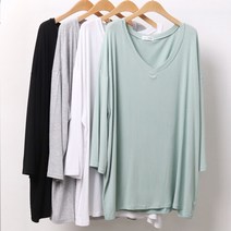 아이우먼 빅사이즈사랑해요 8888L102 실키 딥브이넥 긴팔티 RA