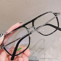 빅사이즈 투브릿지 스퀘어 사각 패션 안경테 투명 뿔테 블루라이트 차단 남자 여자