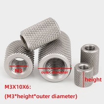 M3 M4 M5 M6 M8 M10 M12 304 스테인레스 스틸 길쭉한 원통형 너트 널링 손으로 조여진 메쉬, 304 stainless steel_M10x20x16