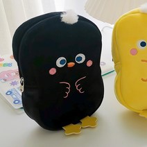 필통 필통 milkjoy귀여운병아리 귀여운 애니매이션 털융 수납가방 걸리쉬스타일 휴대용 화장가방 소품 정리, T01-귀여운병아리 수납가방-블랙