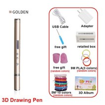 세계에서 가장 슬림 DIY 3D 프린팅 펜 RP900A 창의적인 장난감 선물 어린이를 위한 크리스마스 선물, 플라스틱 필라멘트, AU 어댑터, 50M PLA 와이어 추가4