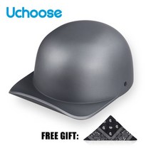 오토바이 바이크 헬멧 Uchoose-여름 오토바이 투구 DS 야구 모자 헬멧 레트로 빈티지 오픈 페이스 스쿠터 크루저 헬기 갱스터, 04 Matte grey