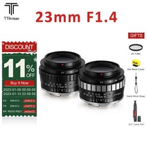TTArtisan 23mm F1.4 APS-C 대형 조리개 수동 렌즈 Sony E Nikon Z Fuji X Canon EOS M M4/3 MFT A6000 A7II A7RII X, [01] 검정색 and Silver, [05] 캐논