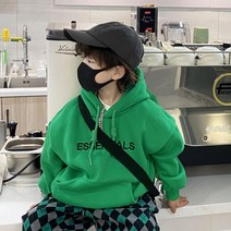도오빠 프링후디 아동 기모 후드 티셔츠 레터링 자수 포인트 오버핏 캐주얼 긴팔티 따뜻한 겨울 남아 여아 키즈 주니어 어린이