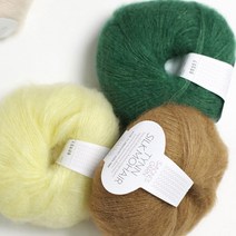 [뜨개실] 틴실크 모헤어 겨울 뜨개실 합사실 실크 울 부드로운실 니트 목도리 실 의류용실, 2113.밀짚노랑