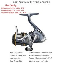 고급 낚시릴 베이트릴핸들 배스 베이트릴 2021 새로운 시마노 ULTEGRA 1000-5000 낚시 스피닝 릴 G 무료 바, 02 C2000S, C2000S