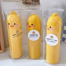 유치원 어린이집 생일 선물 답례품 구디백 포장 세트 여행용 휴대용 유아 오리 칫솔케이스 친솔보관함 칫솔통, 1세트(칫솔통+투명상자A+생일스티커1쌍)