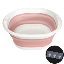 넘버원리빙 접이식 사각 대야 (중형) (투명후크3개증정) 폴딩 다용도 세수 세면대야, 핑크