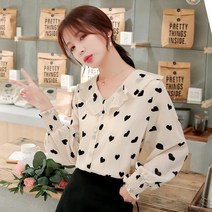 SAMARA 여성 여름 가을 캐주얼 도트 땡땡이 블라우스