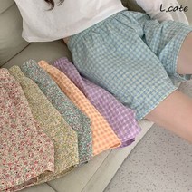 [KT알파쇼핑]엘케이트 여성 반바지 DM0211 홈웨어 체크 플라워 파자마 잠옷