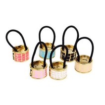 스포츠헤어밴드 런닝 머리띠 운동 땀흡수 머리끈 포니테일 4Pcs 고딕 다채로운 여성 얼룩말 포니 테일 홀더 클립 머리 커프 랩 타이 밴드 우아한 소녀 헤어 링 로프 액세서리, Golden Plaid