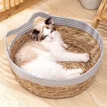 마브펫 고양이 라탄 등나무 바스켓 바구니 하우스 숨숨집, 그레이