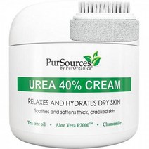 PurOrganica 우레아 40% 풋 크림 - 경석 및 브러시 포함 굳은살 리무버 두껍고 갈라지거나 거칠고 죽은 피부 건조한 피부에 보습 수분 공급 발 팔꿈치 손용 미국 제조, With Pumice Stone and Brush