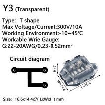 와이어 커넥터 t형 빠른 스플라이스 전기 케이블 압착 단자 배선 22-18AWG LED 자동차, [09] Y3 (transparent), [04] 4 PCS
