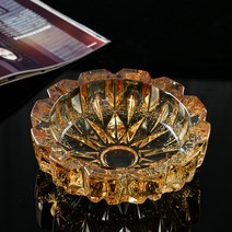 홈 크리스탈 유리재떨이 레트로 거실 장식재떨이, 앰버금련꽃모양(15.5cm)