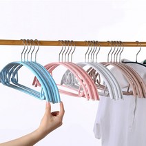 [10P 구성] 고급 논슬립 미끄럼방지 어깨뿔방지 PVC 코팅 니트 라운드 옷걸이 10개, 핑크x10개, 1개
