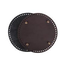 마마니트 징장식 원형 가죽 가방바닥 국내산, 정원형대 다크브라운 지름 20cm