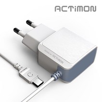 엑티몬 C타입 5핀 8핀 2.1A 일체형 고출력 충전기(갤럭시 S21 노트20 아이폰 아이폰12 LG V50 벨벳 일체형 핸드폰 충전기-군부대 반입가능o 군부대 택배수령x), 1개, 화이트(C타입)