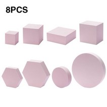 8pcs 하드 폼 모양 메이크업 도구 스튜디오 촬영 소품 기하학 큐브 화장품 립스틱 공예 사진 배경, 분홍색