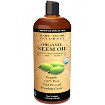 Mary Tylor Naturals 유기농 Neem 오일(16온스) USDA 인증 냉압착 비정제 프리미엄 품질 100% 순수 스킨케어