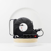 러그박스 부착형 오토릴 12M(＋2M) 블랙 1.0SQ 리드선 전기릴 멀티 전선 연장선 캠핑릴선 이지콕 4구 멀티탭 코드릴 플러그 목공소 캠핑장 작업장 목공소 카센터