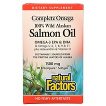 내추럴 팩터스 Natural Factors 100% 자연산 알래스카 연어 오일 1 3, 90 개