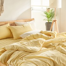 바이오워싱 80수 고밀도 순면100% 홑겹 이불커버 싱글(S)/퀸(Q), 옐로