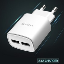 밸류엠 가정용 USB 2포트 2.1A 분리형 충전기(케이블 미포) J2L
