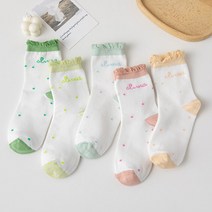 디아픽 5개세트 여성 중목 땡땡이 양말