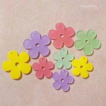 와요또 아크릴 꽃 모양 펜던트 키링 열쇠고리 만들기 부자재, 30mm, 연두