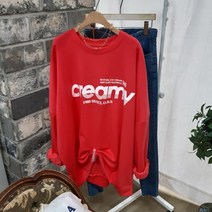 상상그이상 여성용 국내제작 크리미 맨투맨 남녀공용 특양면소재 빅사이즈 롱티셔츠 캐주얼 군살커버 가성비 좋은 편하게 입을 수 있는 오버핏 컬러풀 맨투맨 티셔츠