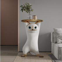 고양이 거실 사이드 수납 테이블 25cm, 72cm-브라운