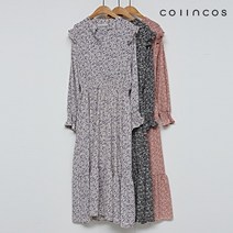 [코인코즈] 트임 카라 플라워 패턴 셔링 롱 원피스 (IY3SO3150)