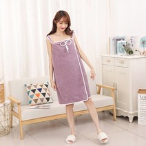 리카 여성 리본 샤워가운 골프가운, 퍼플, 1개