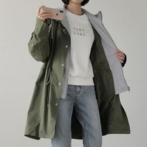 원타임 여성용 레이어드 후드집업 야상 점퍼