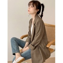 [Myshe]여성 봄가을 정장자켓 체크무늬 자켓 캐주얼 SevenFEI824XZ5