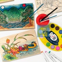 나무공예 문패 유아 미술놀이 초딩 유아 만들기 키트 초등학생 만들기 세트, 연꽃 오리