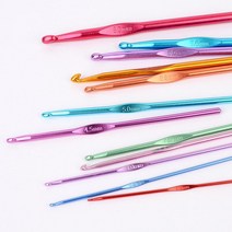 예쁜 컬러 뜨개질 알루미늄 코바늘 12개 랜덤 수공예 코잡기 코뜨기