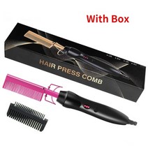2 in 1 핫 빗 헤어 스트레이트너 플랫 아이언 스트레이트닝 br 미국h 난방 빗, 상자가 있는 분홍색, 영국