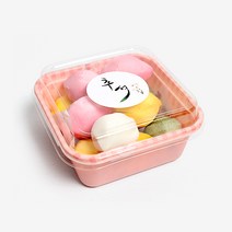 피크닉앤패키지 추석송편떡포장용기 어린이집선물포장답례품, 러브체크정사각핑크2개